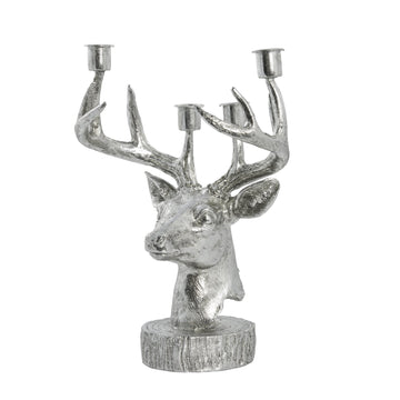 Serafina adventsstaken hjortehode B14XH31 cm. antikk sølv