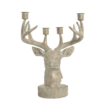 Serafina adventsstaken hjortehode B14XH31 cm. lys gull