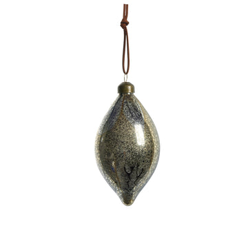 Nosille julekule 12X6 cm. sølv