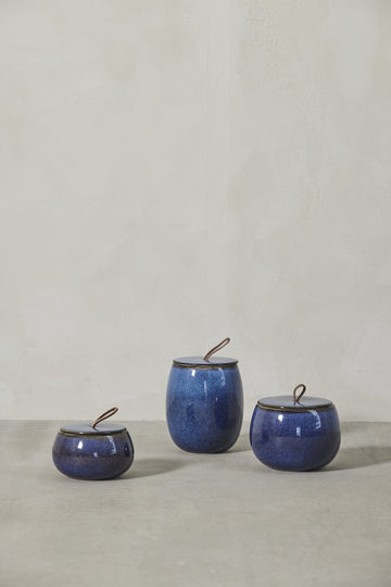 Amera krukke H10,5 cm. blå