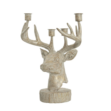 Serafina adventsstaken hjortehode B14XH31 cm. lys gull