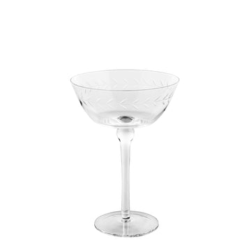 Dauphine champagne skål transparent 18x12,5 cm.