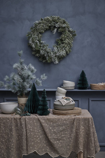 Stribille julekule 16,1 cm. rød