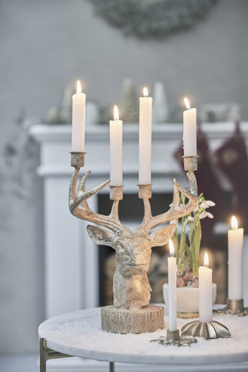 Serafina adventsstaken hjortehode B14XH31 cm. antikk sølv