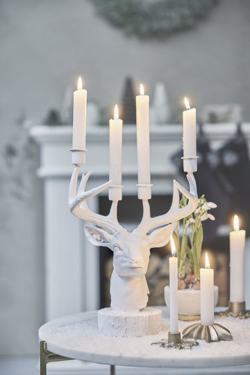Serafina adventsstaken hjortehode B14XH31 cm. hvit