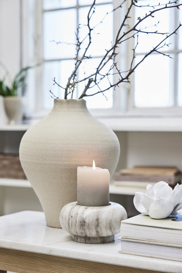Hesille vase H32 cm. sand keramikk