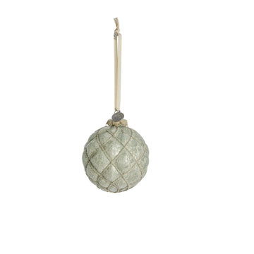 Norille julekule 9X8 cm. støvet grønn