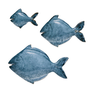 Nerina veggdekorasjon fisk 3 stk. Blå