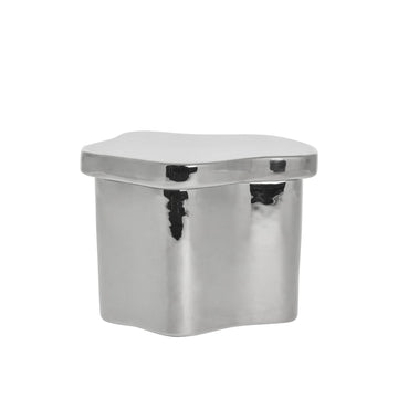 Brime-krukke H15 x B15,6 cm. Sølv.