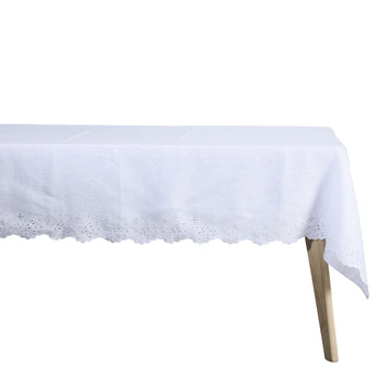 Anglaise duk 220x140 cm. Hvit