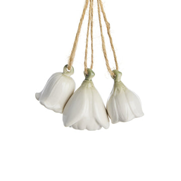 Dehlia sett med 3 blomsteropphenger i off-white