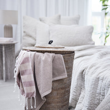 Felima håndkle stripete / 180x90 cm Tigerøye/Rose Tan