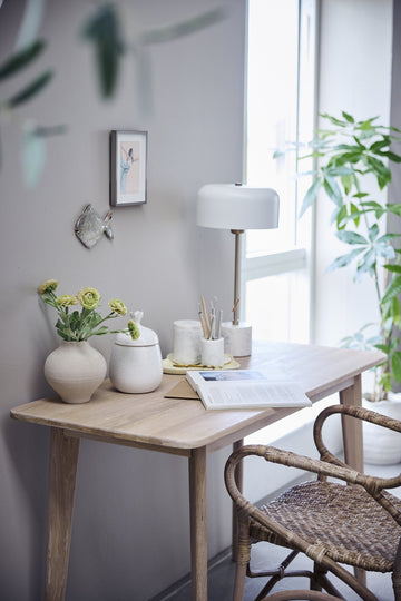 Helinna krukke H22 cm. hvit keramikk