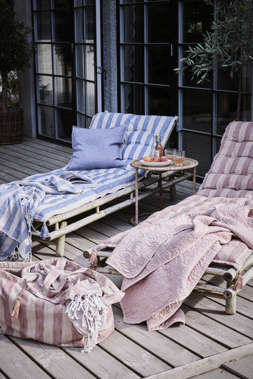 Felima håndkle stripete / 180x90 cm lin/blå