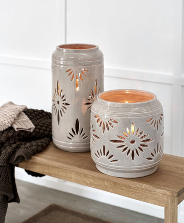 Hilde lykt sand H39 cm.