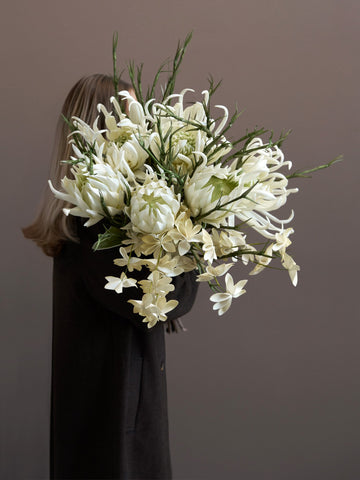 Happia blomsterdekorasjon H23 cm. Gul
