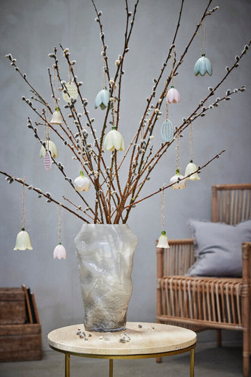 Dehlia egg ornament lys rosa keramikk